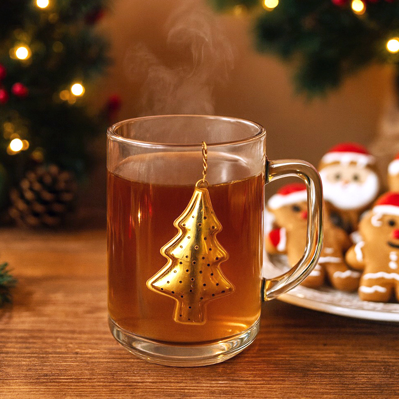 Infusor de Acero Inoxidable Diseño Arbolito - Dorado